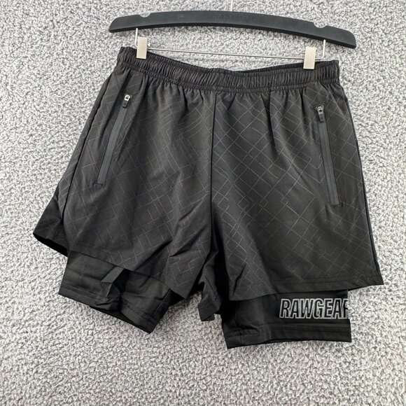 Rawgear Black Dual-Layer Athletic Shorts W/ Zipper Pockets Size Small NWT #RG114 - Picture 1 of 8